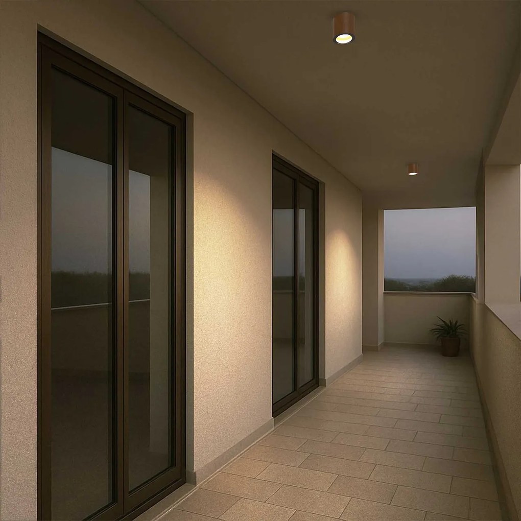 Applique da soffitto IP54 GU10 in Alluminio e Vetro - Corten