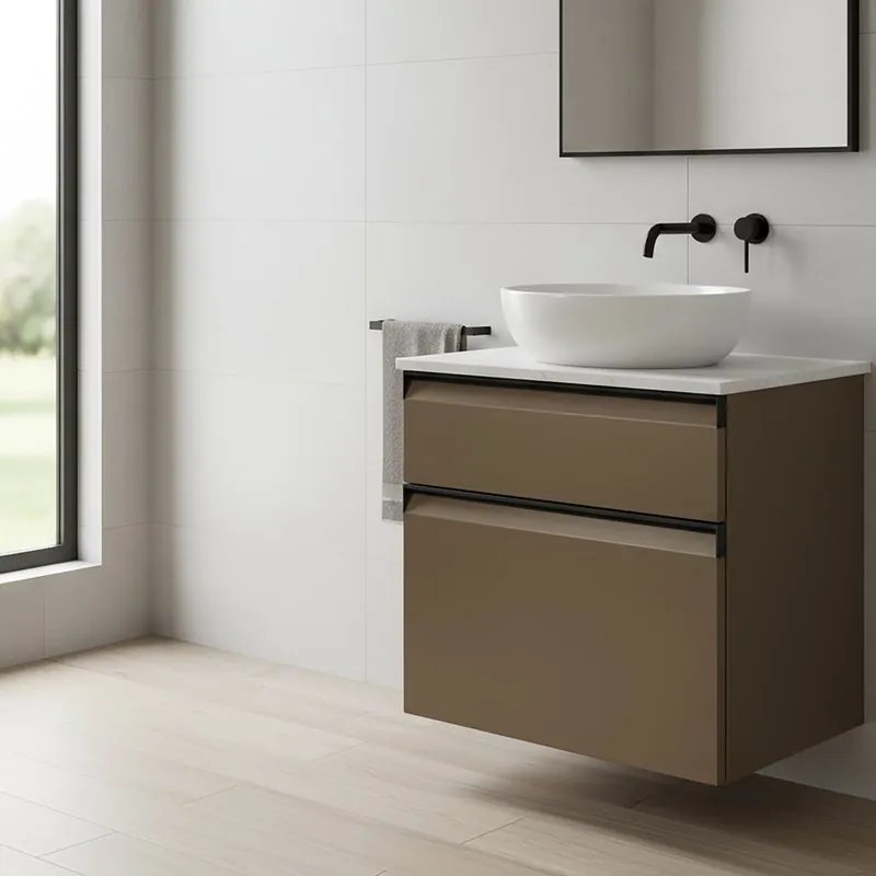 Mobile da bagno sospeso sotto lavabo Fusion L60 H60 P45 cm bronzo, 2 cassetti