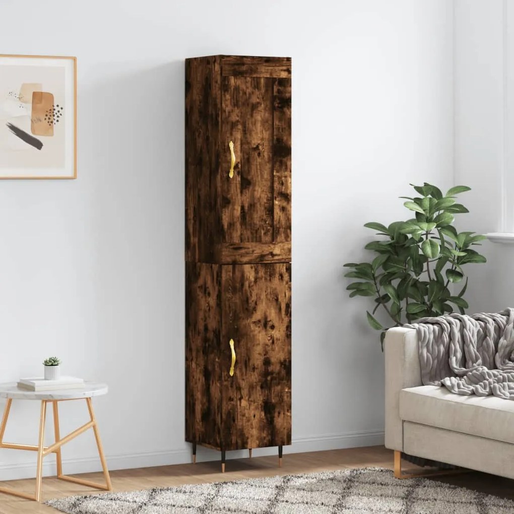 Credenza Rovere Fumo 34,5x34x180 Cm İn Legno Multistrato /