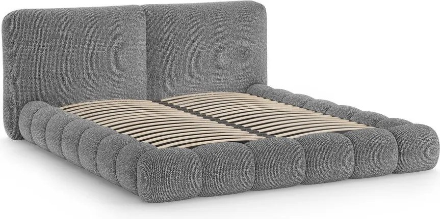 Letto matrimoniale imbottito grigio scuro con contenitore con rete inclusa 160x200 cm Solange – Micadoni