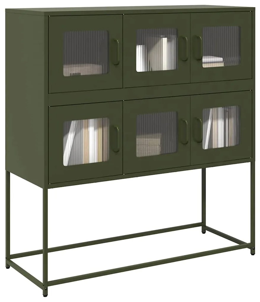 Credenza Verde Oliva 100,5x39x107 Cm Acciaio Laminato A Freddo /