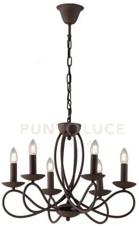 Lampadario ginevra corten 6 luci attacco e14 56x120cm con candelier...