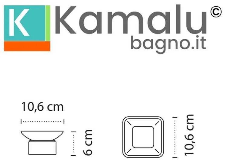 Kamalu - portasapone quadrato vetro e acciaio inox bianco opaco | clode-b