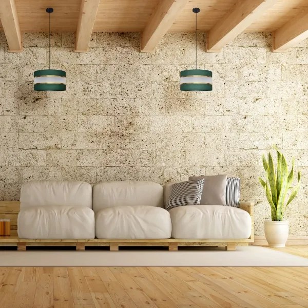 Lampadario a sospensione con filo HELEN 1xE27/15W/230V diametro 35 cm verde/oro