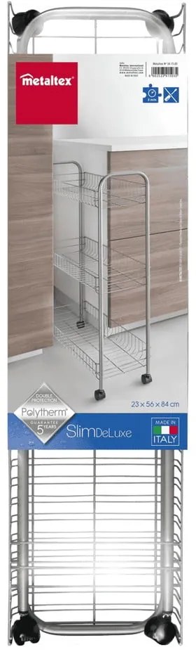 Supporto mobile con 3 ripiani Ascona Slim De Luxe, altezza 84 cm - Metaltex
