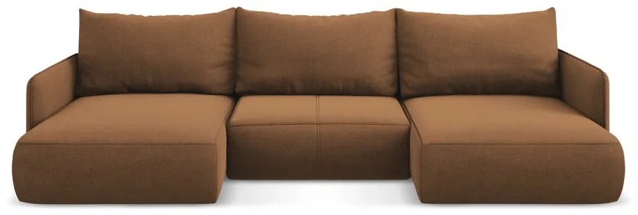 Divano angolare arancione allungabile/con contenitore Nanea – Makamii