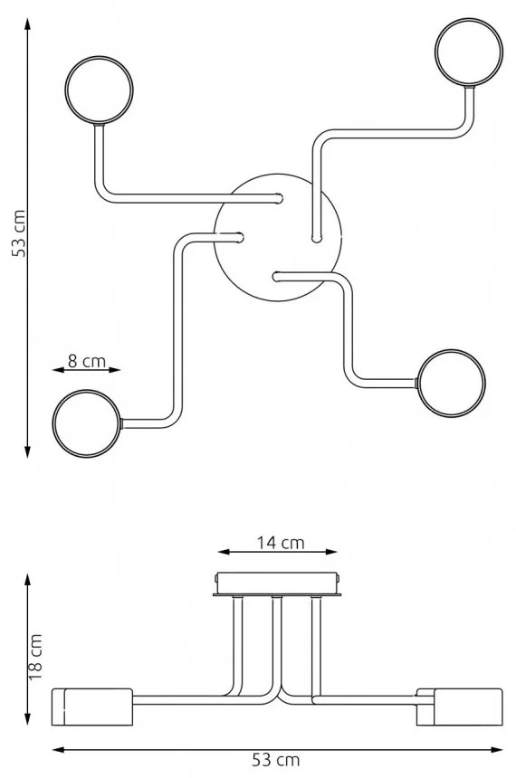 Lampada da soffitto in acciaio KURAGE 4 nera 4xGX53 Colore del corpo Nero