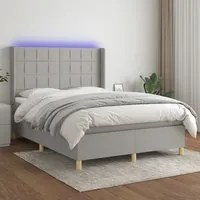 Letto a Molle Materasso e LED Grigio Chiaro 140x200 cm Tessutocod mxl 99361