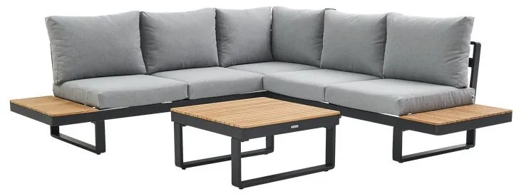 Salotto da giardino angolare per 5 persone antracite Persea NATERIAL con cuscini in poliestere grigio