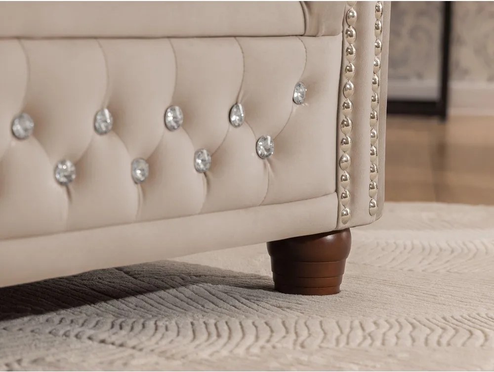 Divano angolare beige allungabile (con penisola a sinistra/a L) con rivestimento in velluto York Blik – Ropez