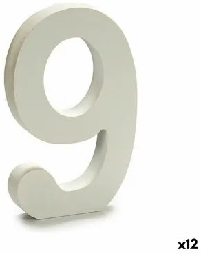 Numeri 9 Legno Bianco (1,8 x 21 x 17 cm) (12 Unità)