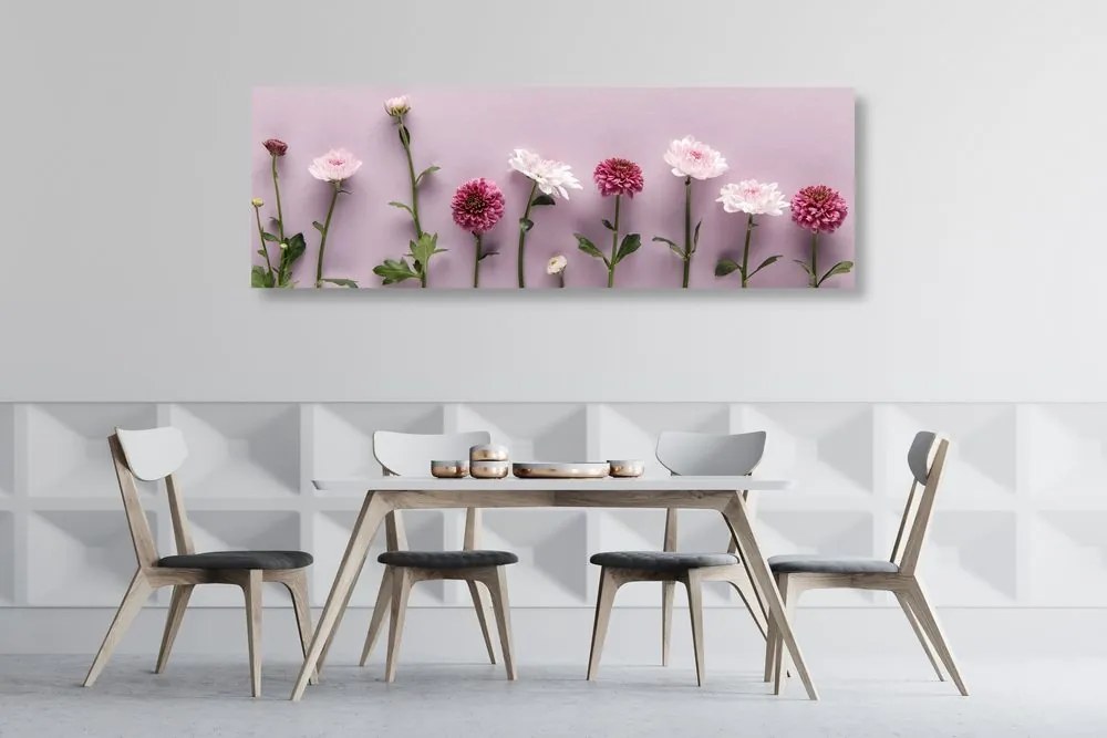 Stampa su tela – Composizione di crisantemi rosa