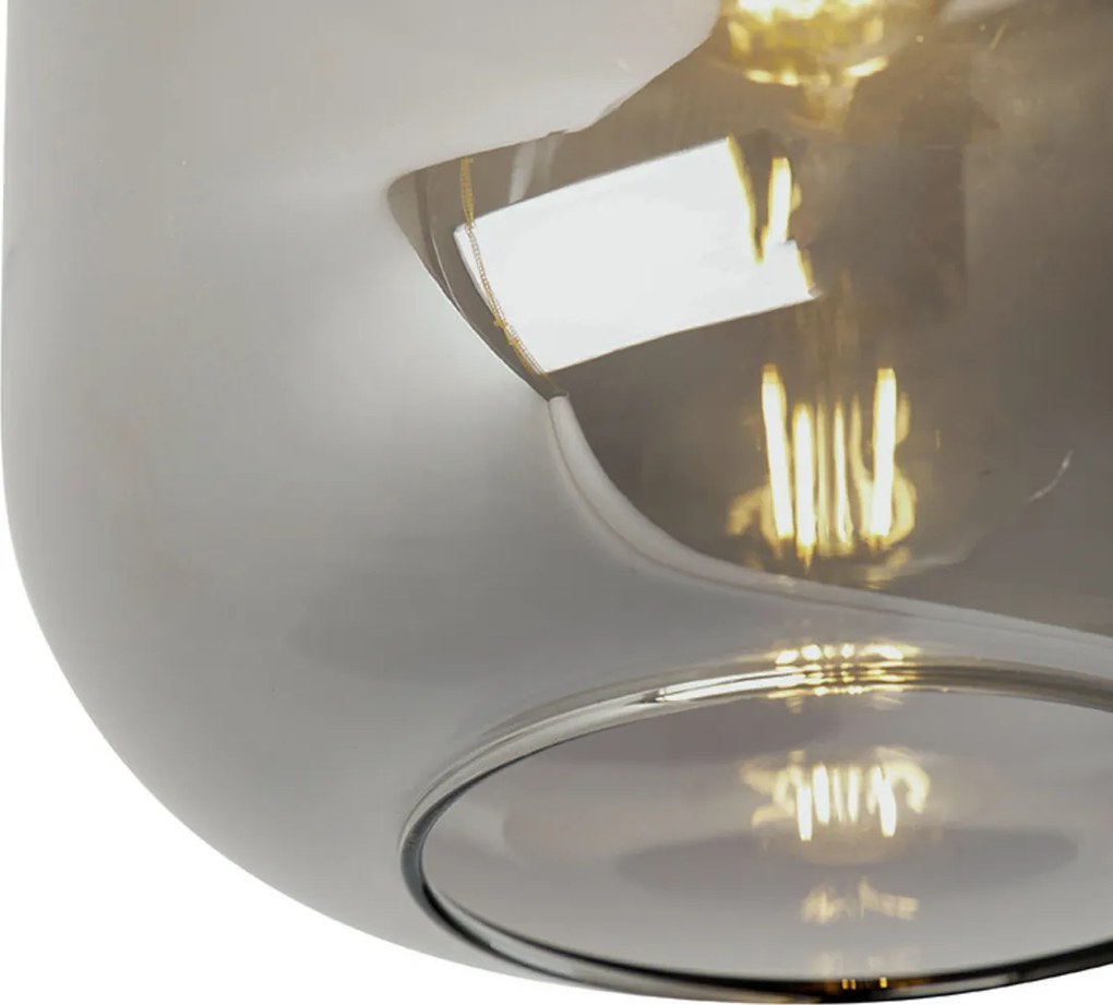 Plafoniera di design nera e oro con vetro fumé - Zuzanna