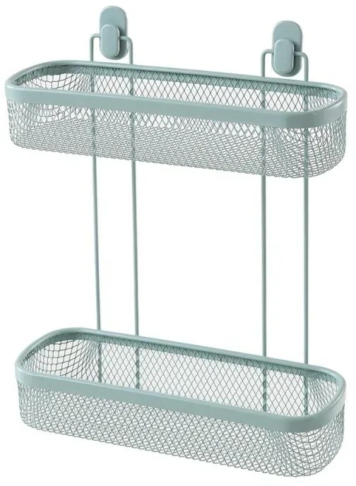 Mensola bagno rettangolare verde acqua in acciaio con 2 ripiani – Taki