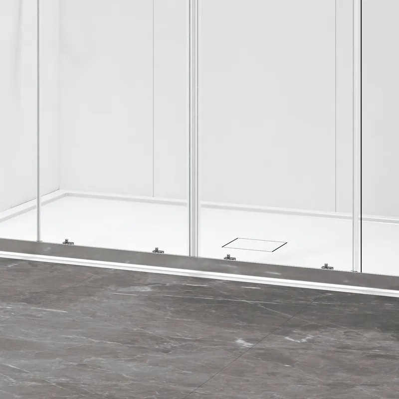 Kamalu - Porta doccia doppio scorrevole 160cm altezza 200cm finitura cromo| KZ6000