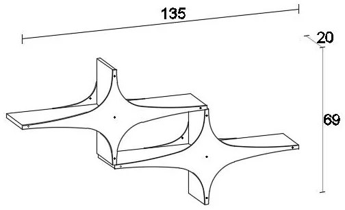 Mensola SUSEN 69x135 cm bianco/nero