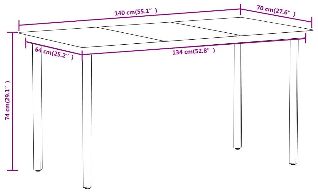 Set Mobili da Pranzo per Giardino 5 pz Nero