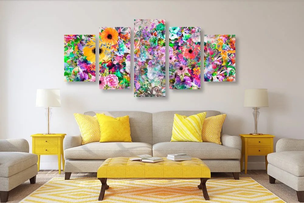 Quadri 5 pezzi – Fiori multicolori