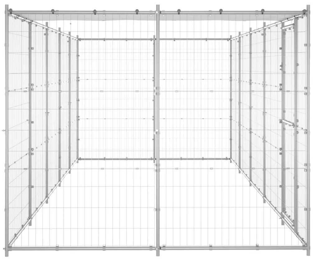 Gabbia per cani da esterno in acciaio zincato con tetto 12,1 m²