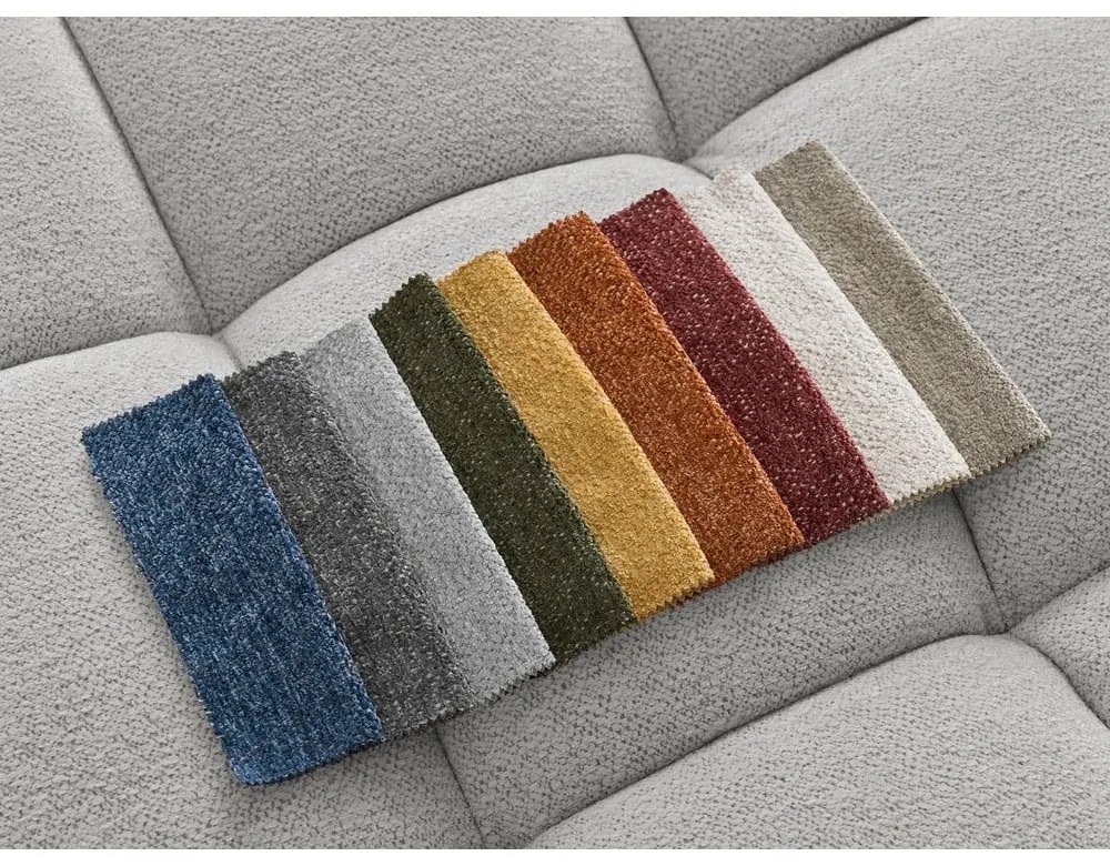 Divano angolare grigio chiaro allungabile e con contenitore (penisola a sinistra/a U) con rivestimento in ciniglia Everest – Bobochic Paris