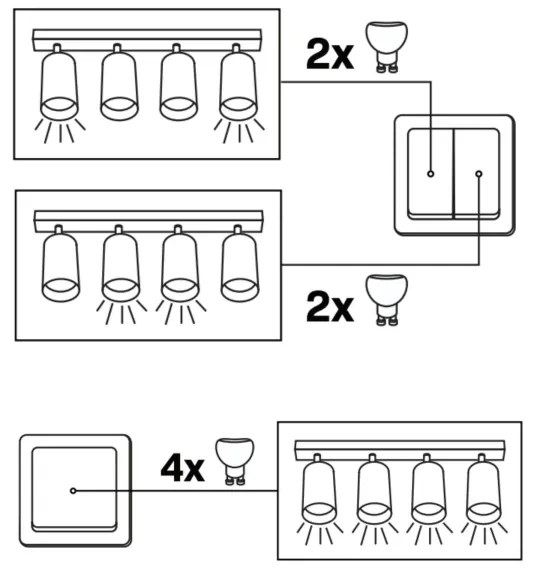 Faretto BAMBOO 4xGU10/10W/230V nero