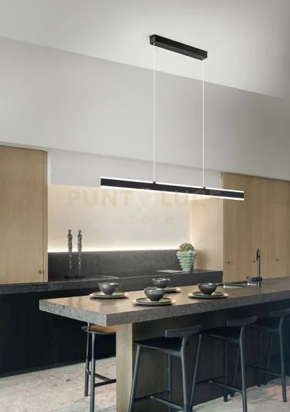 Sospensione in alluminio verniciato nero kante biemissione led 48w ...