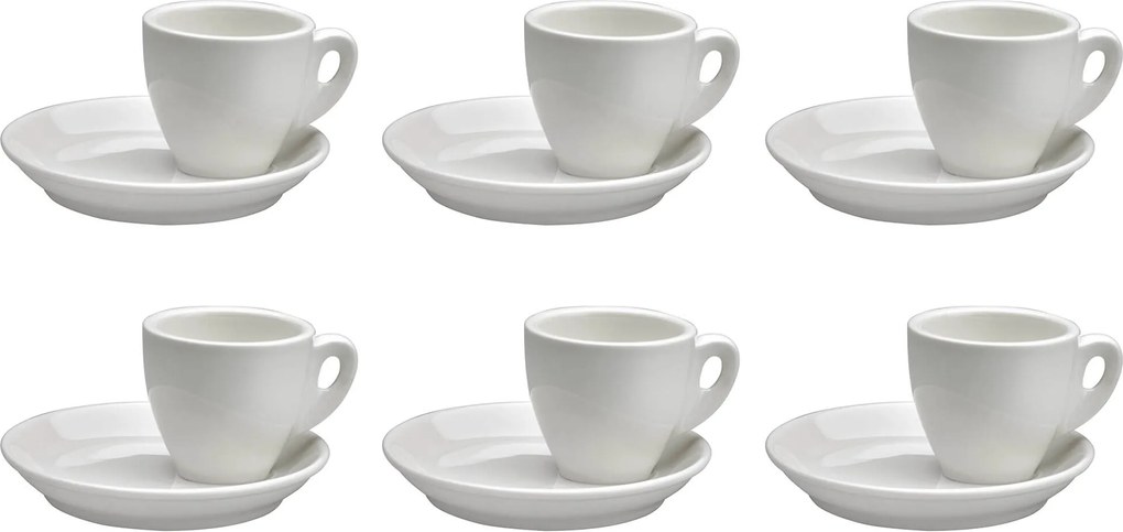 Set 6 Tazzine da Caffè con Piattini in Porcellana Allluminica Kaleidos Aluxina Vesuvio Bianche...