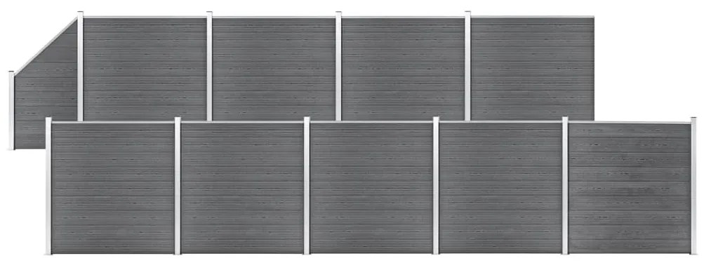Pannelli Recinzione Wpc 9 Quadrati 1 Inclinato 1657x186cm Grigi /