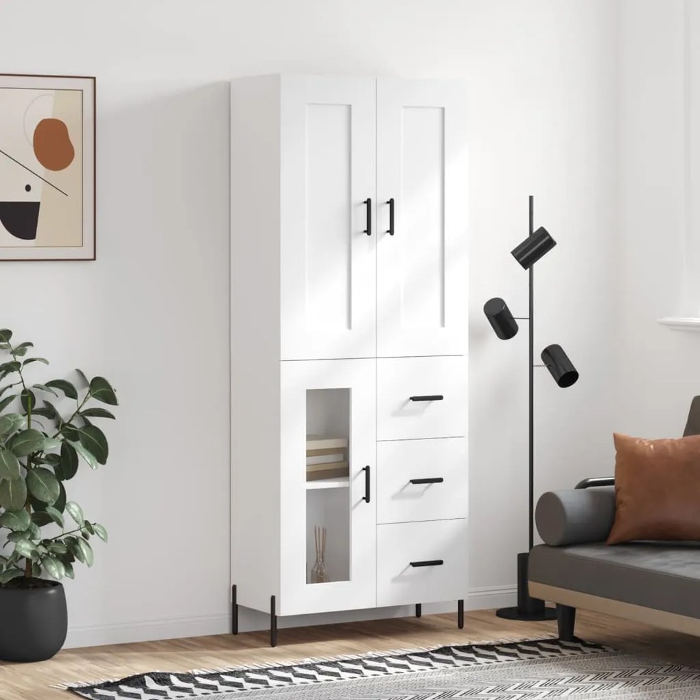 Credenza Bianca 69,5x34x180 Cm İn Legno Multistrato /