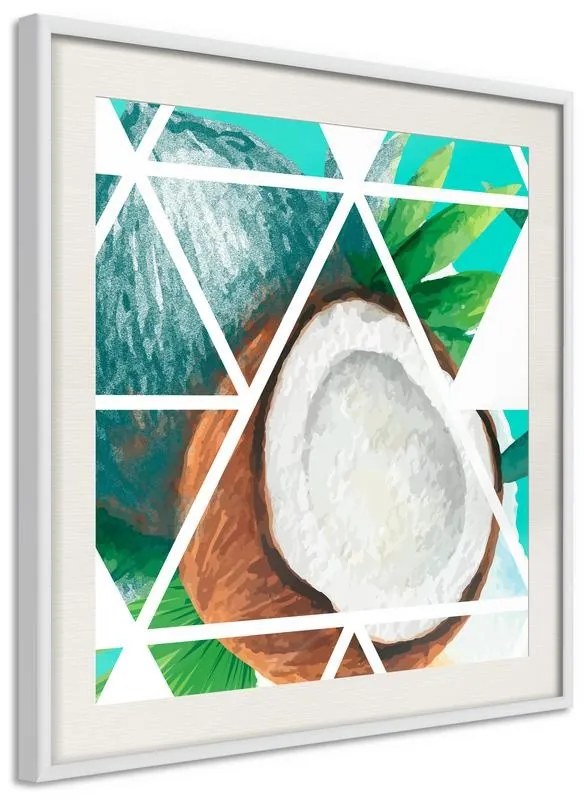 Poster  Tropical Mosaic with Coconut (Square)  Cornice Quadri Cornice nera con pass-partout, Larghezza x Altezza Home decor 20x20