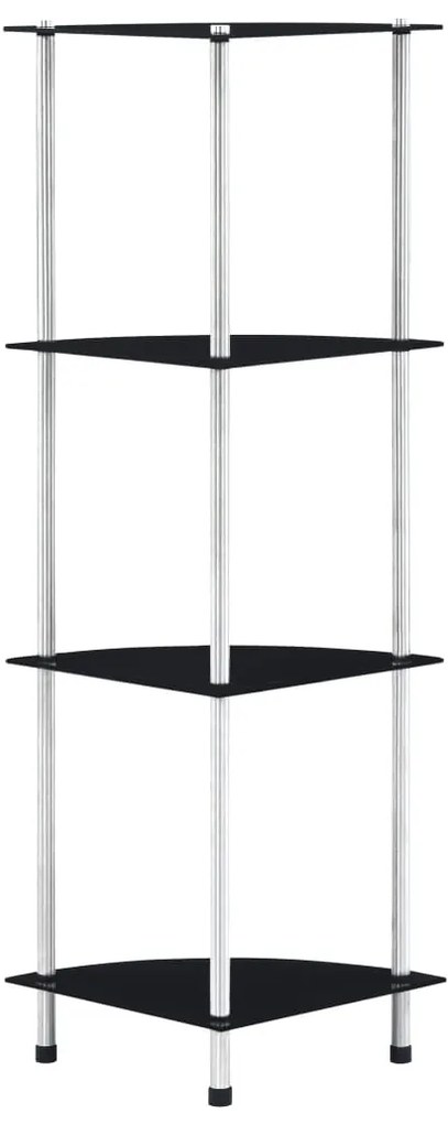 Scaffale A 4 Livelli Nero 30x30x100 Cm İn Vetro Temperato /