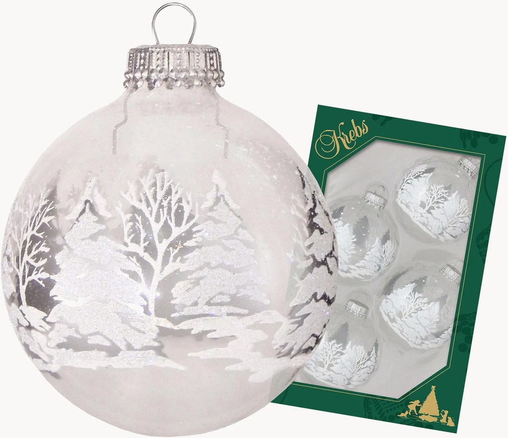 Set di 4 palline di Natale dipinte a mano Winter Forest
