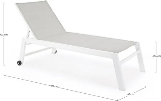Lettino Prendisole Alto In Alluminio Con Ruote Hilde Bianco Cloud LD30