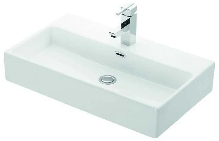 Kamalu - lavabo sospeso 60 cm squadrato in ceramica bianca | litos-