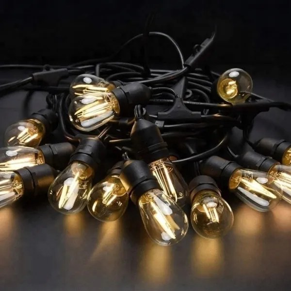 Catena luminosa LED da esterno 20xE27/1W/230V 11,44 m IP44 nera