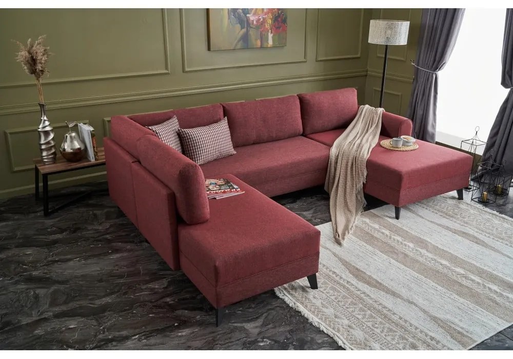 Divano angolare a forma di "U" color mattone Belen - Balcab Home