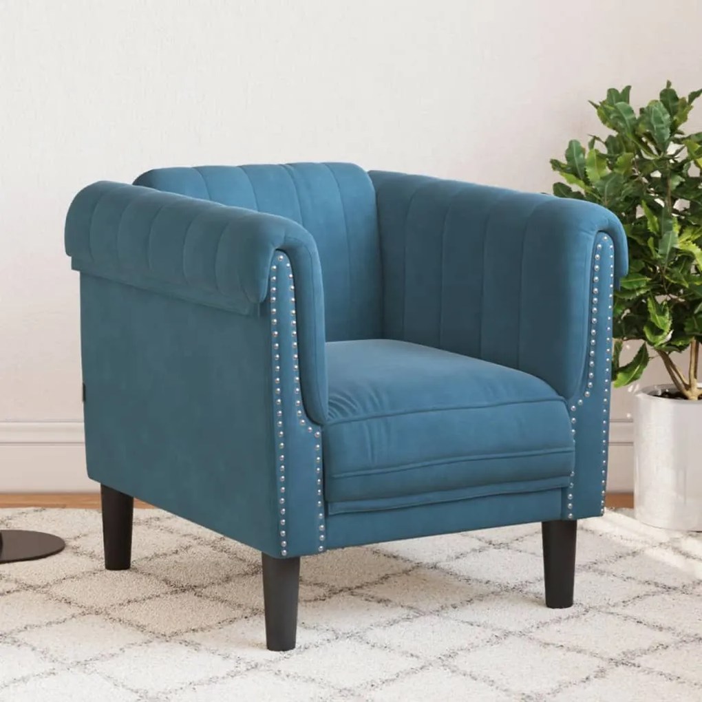 Poltrona Blu İn Velluto /