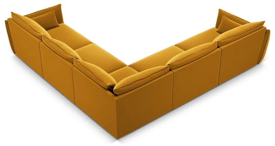 Divano angolare color senape con rivestimento in velluto Vanda – Mazzini Sofas