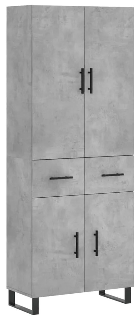 Credenza Grigio Cemento 69,5x34x180 cm in Legno Multistrato