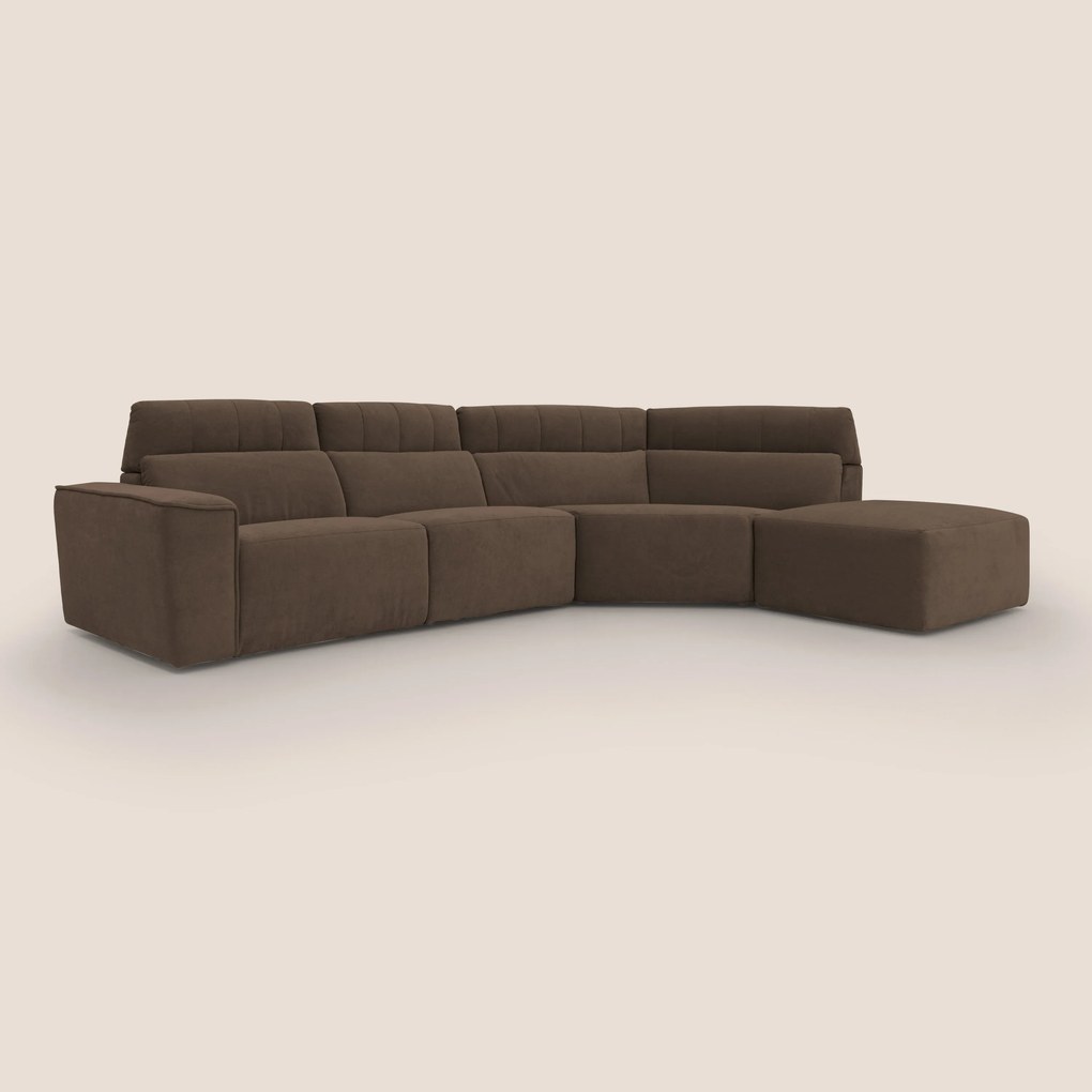 Clark Divano angolare con opzione relax elettrico in tessuto smacchiabile impermeabile T17 marrone