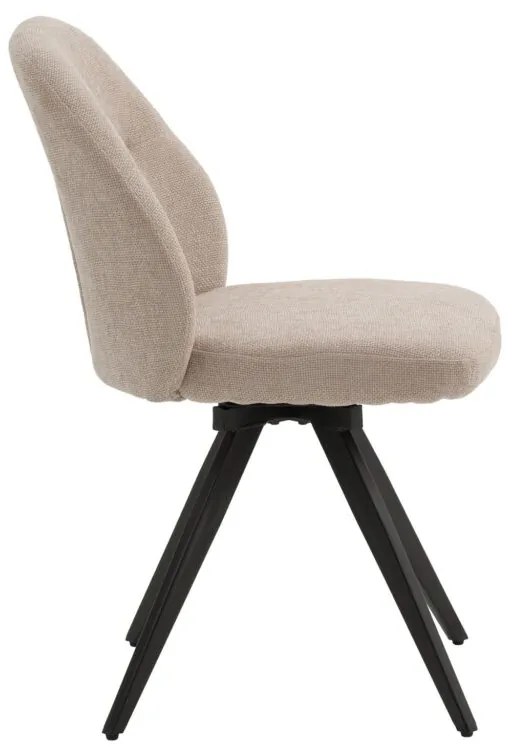 Set di sedie girevoli ZENNENDAL in tessuto beige e gambe in metallo nero