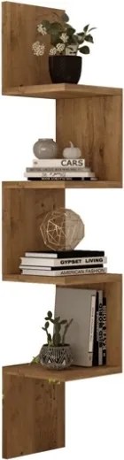 Mensola Angolare Libreria A Parete Sospesa 22x22x117 Effetto Legno Rovere Kos