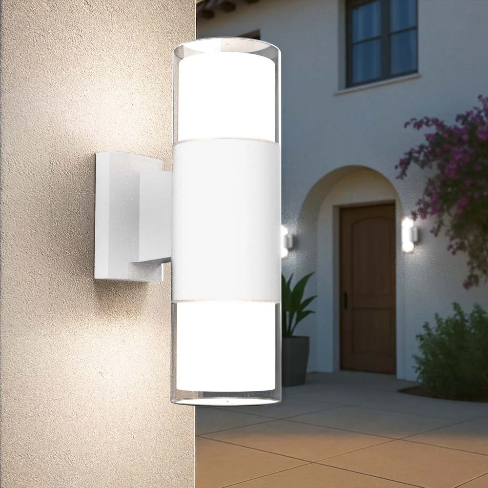 Applique Cilindrica Bidirezionale Bianca, IP54 con 2 basi GU10 Base GU10