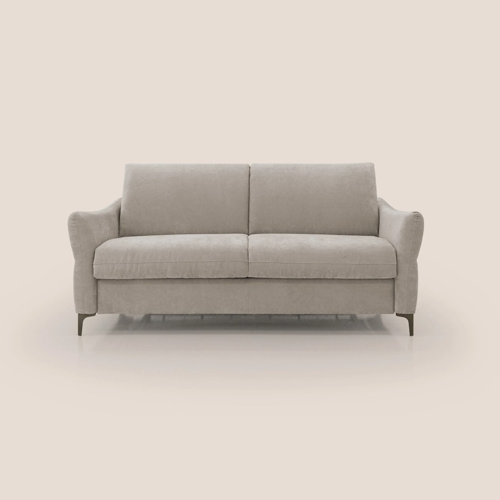 Dalia divano letto con materasso H18 cm e piedi alti in raffinato tessuto smacchiabile T17