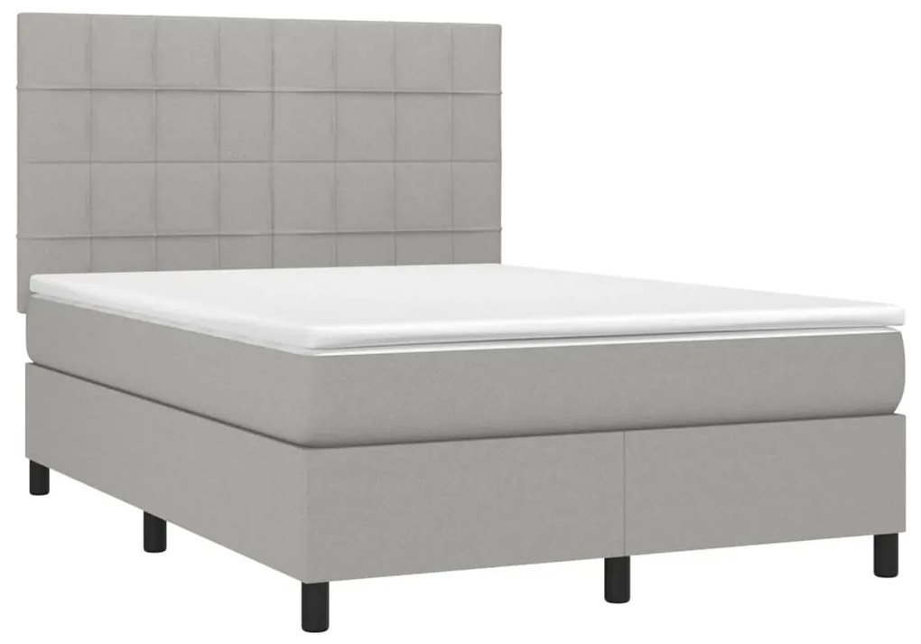 Giroletto a molle con materasso grigio chiaro 140x190cm tessuto