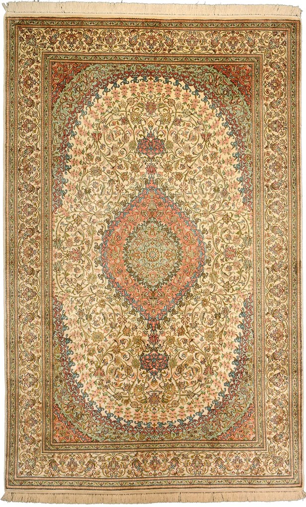 Cashmere Silk Tappeto 190x120 Beige (Indian) Annodato A Mano