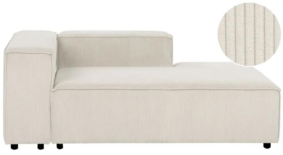 Chaise lounge velluto a coste bianco sporco sinistra APRICA Beliani