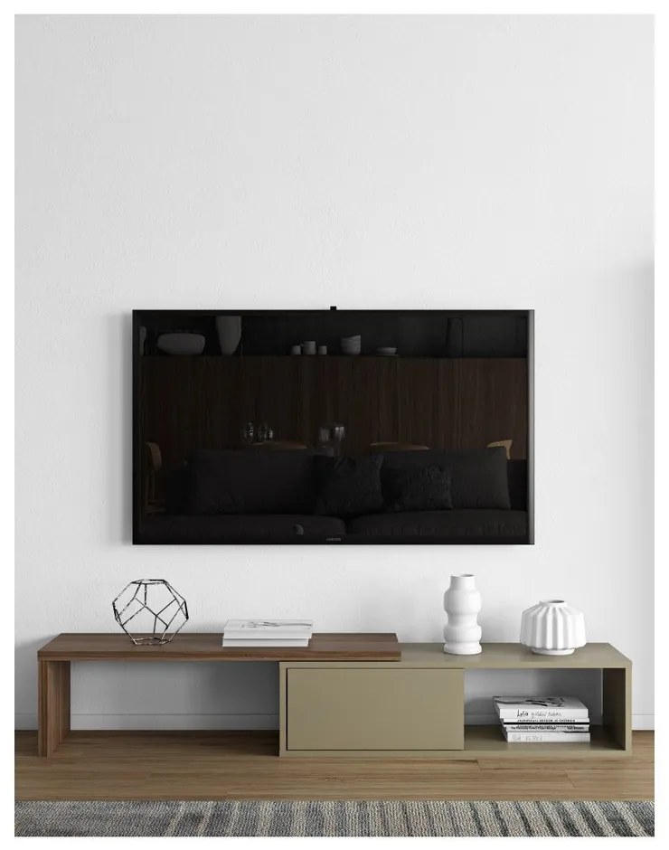 Tavolo TV variabile grigio con impiallacciatura in noce Move - TemaHome