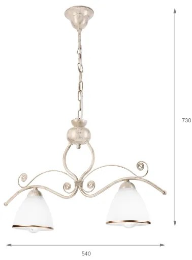 Lampadario a sospensione con catena RETRO 2xE27/60W/230V oro/patina