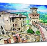 Stampa su tela Piacenza Castello Di Vigoleno, multicolore 90 x 135 cm
